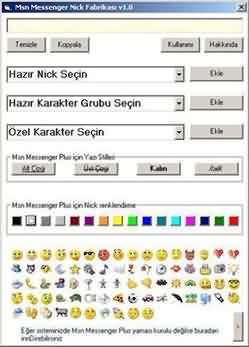 Msn Messenger Nick Fabrikası