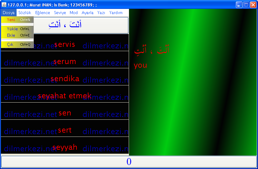 Arapça-İngilizce-Türkçe Test Programı